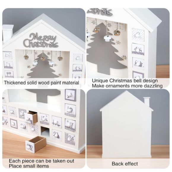 White Wooden Christmas ADVENT Calendar, Removeable Drawers, Customize - Picture 10 of 13